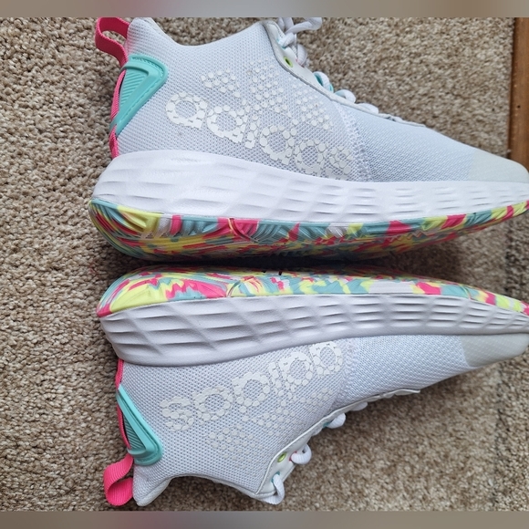 NWOT Adidas Own The Game 2.0 Cloud Flash Aqua Pink Unisex Mens 6.5 Wms 8.5 - Picture 8 of 9